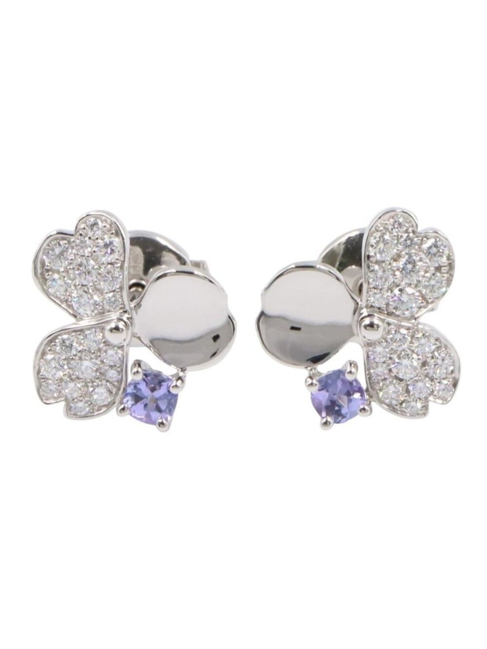 Tiffany & Co Earrings Paper Flower Tanzanite Diamond Platinum